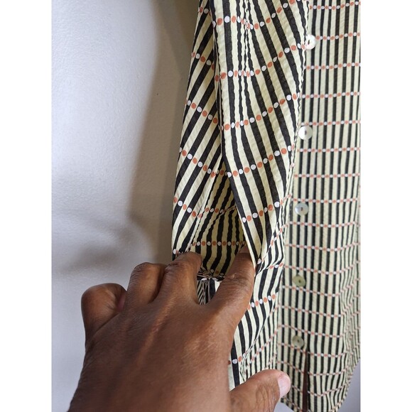 THML Faith Button Up Striped Mini Dress Size L Knee Length Hippie Boho Western - Picture 9 of 12